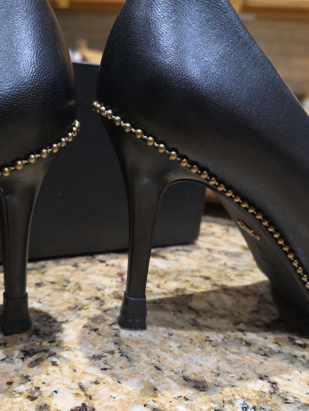 Coach Classic Black Pointed-Toe Women's Pumps with GOLD Stud Detail SIZE 8.5 - Picture 4 of 5